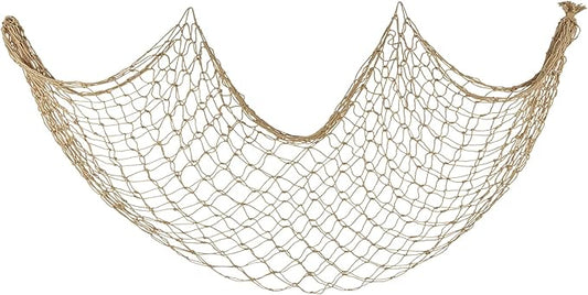 Decorative Fishing Net 1 Pack, 5x10 ft Large Caramel Fish Net Decor for Wall, Photo Display, Nautical Mermaid Pirate Ocean Themed Beach Hawaii Under The Sea Party Decorations