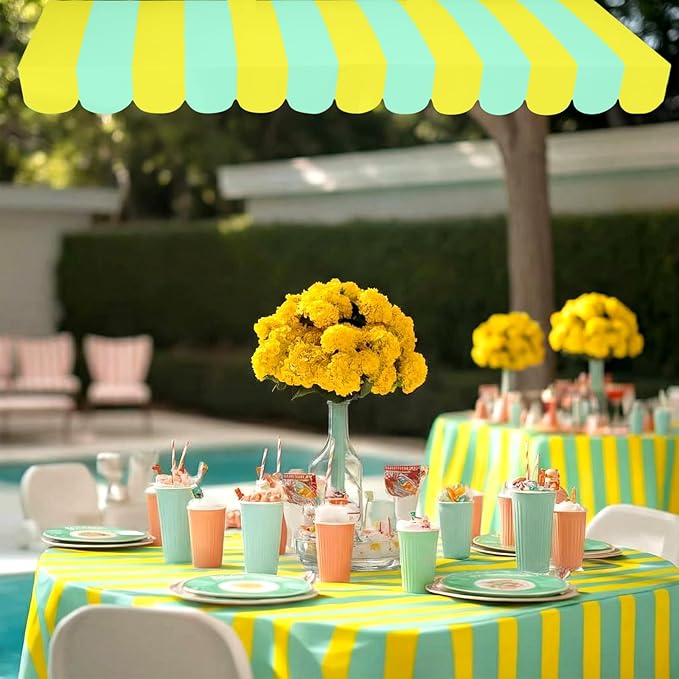 Boao 4 Pack Circus Awning Decoration 3D Pastel Stripe Cardboard Awning Colorful Carnival Wall Decor Pastel Party Favors for Lemonade Stand Bakery Ice Cream Truck Birthday Bachelorette Party