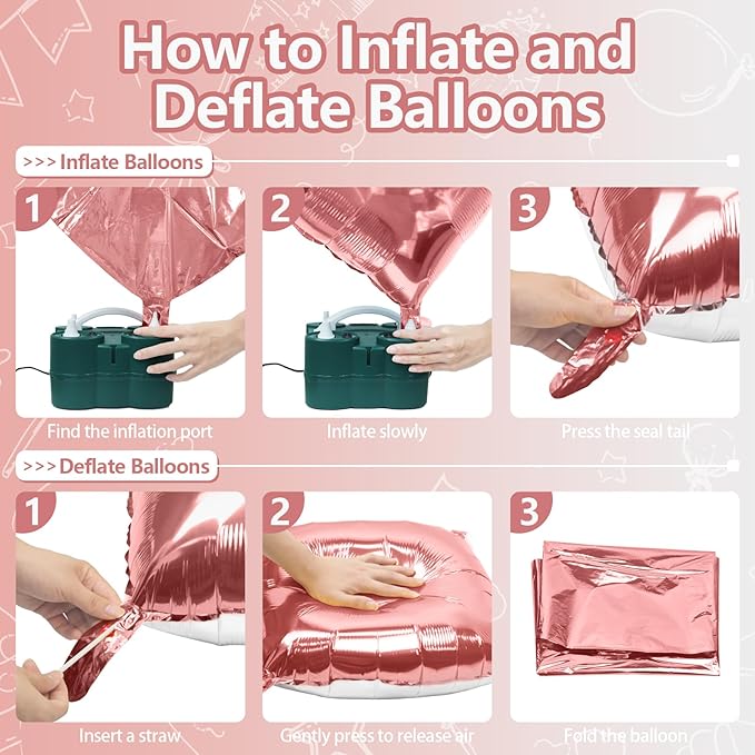 NISOCY 25PCS Rose Gold White Square Foil Balloons Wall Backdrop Double Sided White Rose Gold Balloon Arch Kit for Birthday Wedding Engagement Bridal Shower Valentine Party Decoration