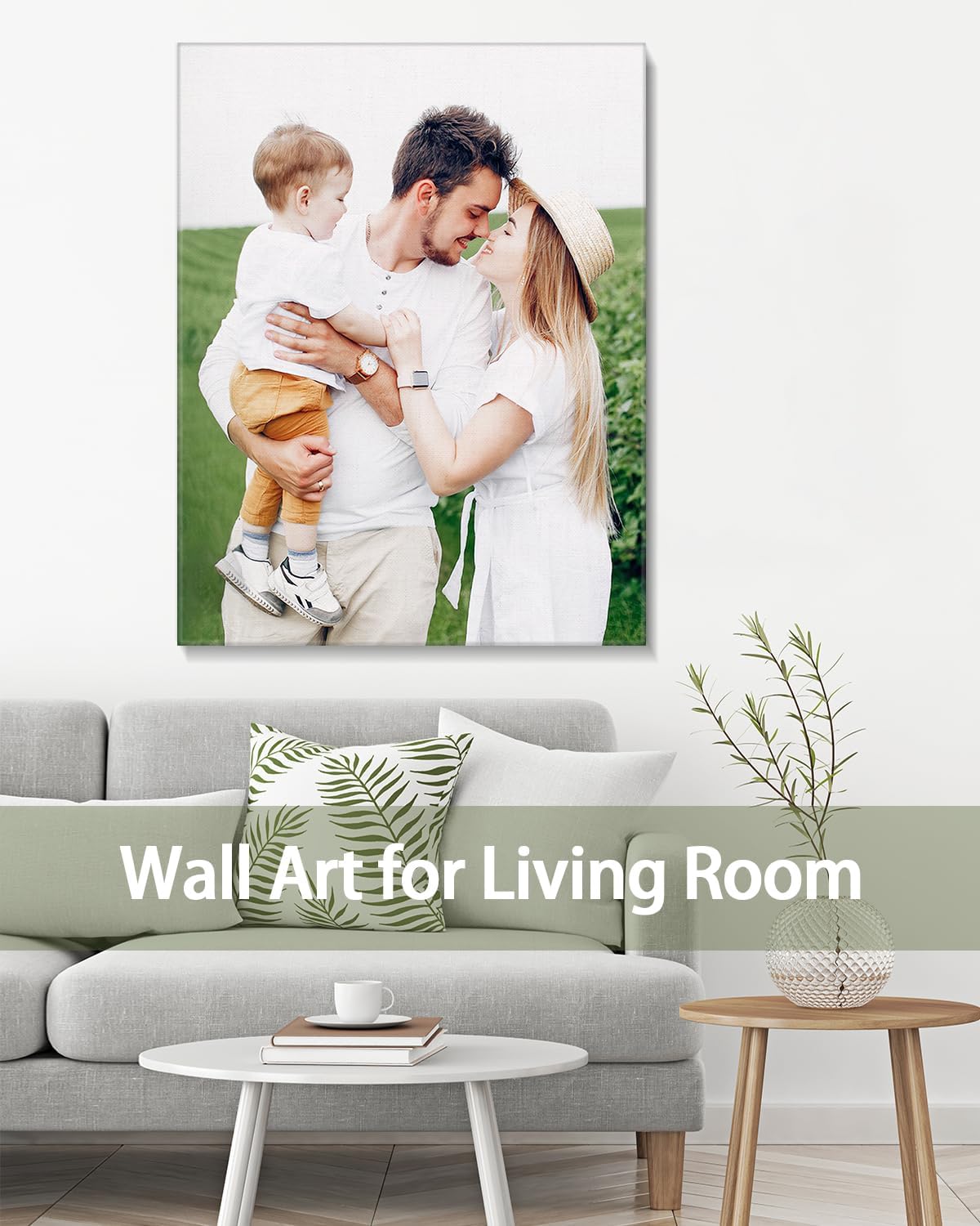 Personalized Custom Canvas Wall Art, Custom Canvas Prints with Your Photos for Living Room, Bedroom, Wedding Pet Baby Family Photo Framed Wall Art, Customized Photo Gift for Family，Friend，Lover，Pet (24L" x 36W")