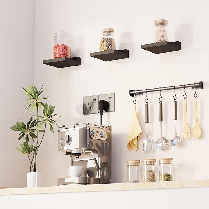 Small Floating Shelves Mini Shelves Hanging Display 5 Inch Wall Shelf for Bathroom Livingroom Bedroom,3 Pack, with 2 Types of Installation, Great for Room Decor