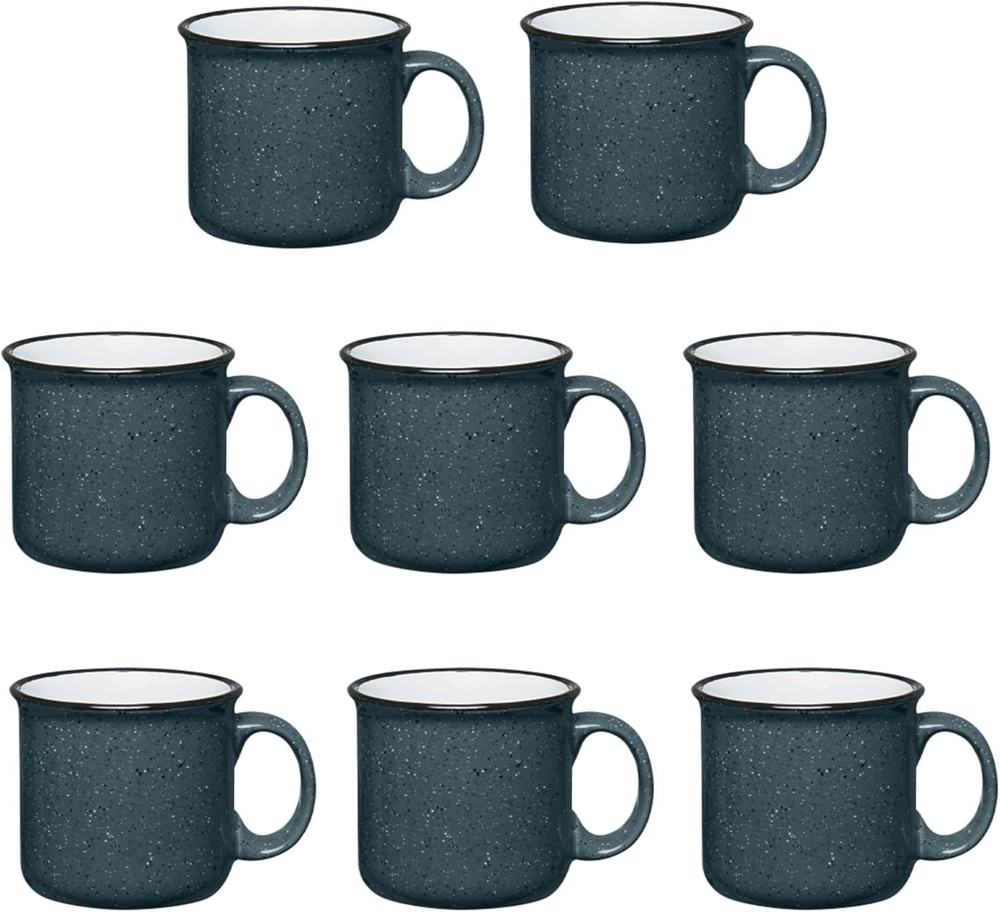 Set of 8 Ceramic Campfire Mugs – 15 Oz, Gray – Coffee & Tea Cups for Home, Work, Travel, Camping – Customizable, Great for DIY, Events, Companies