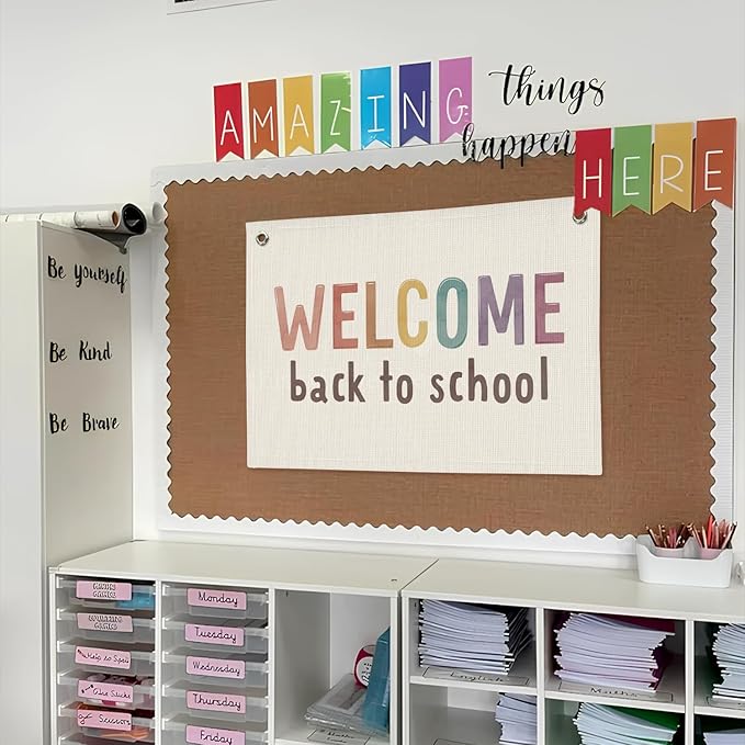Boho Classroom Decor, First Day of School Banner, Welcome Sign for Classroom Wall Decor for Kindergarten Perschool Elementary Middle School Must Haves 20x30
