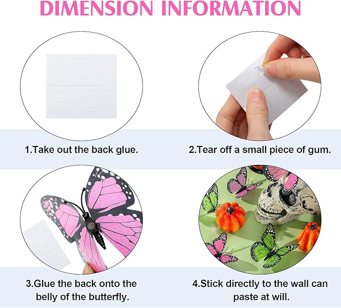 Chuangdi 48 Pcs Pink Monarch Butterfly Decorations 3 Size Fake Butterflies Realistic Butterfly Craft Artificial Mariposas Wall Decor for Craft Wedding Home Birthday Party (Green,3.2inch,4inch,4.7inch)