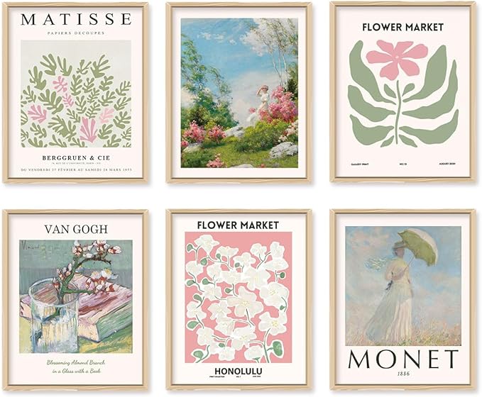 QIAOMICS Colorful Flower Market Wall Art Prints Abstract Matisse Wall Decor Posters,Colorful Exhibition Posters Wall Art Flower Pictures for Bedroom,Living Room Unframed (8" x 10")