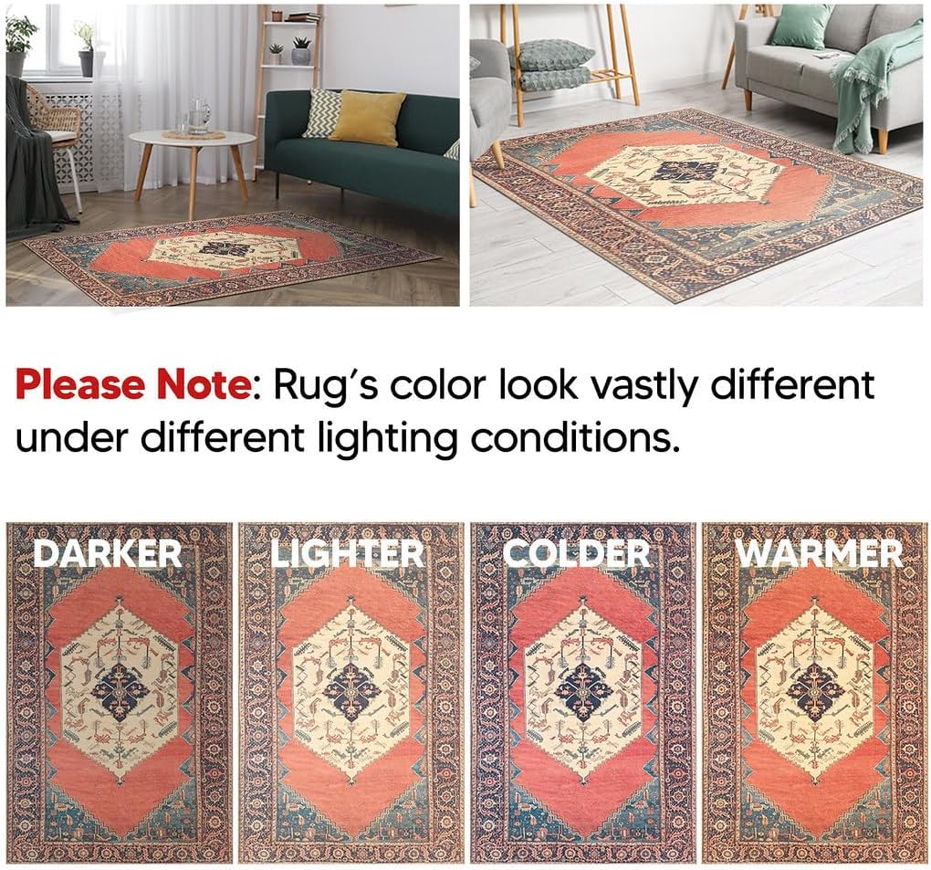 Keen Home Design 2x7 Rug - Machine Washable Runner Rug with Non-Slip Backing, Ideal for Hallway, Entryway, Kitchen, Laundry Room - Vintage, Easy Clean, Durable, Low Pile Rug - (2'6" x 7')