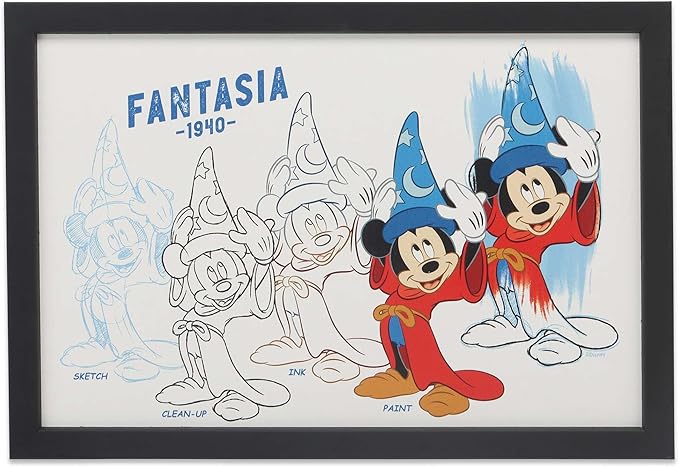 Disney Fantasia Framed Wood Wall Decor - Classic Mickey Mouse Wall Art for Home or Office