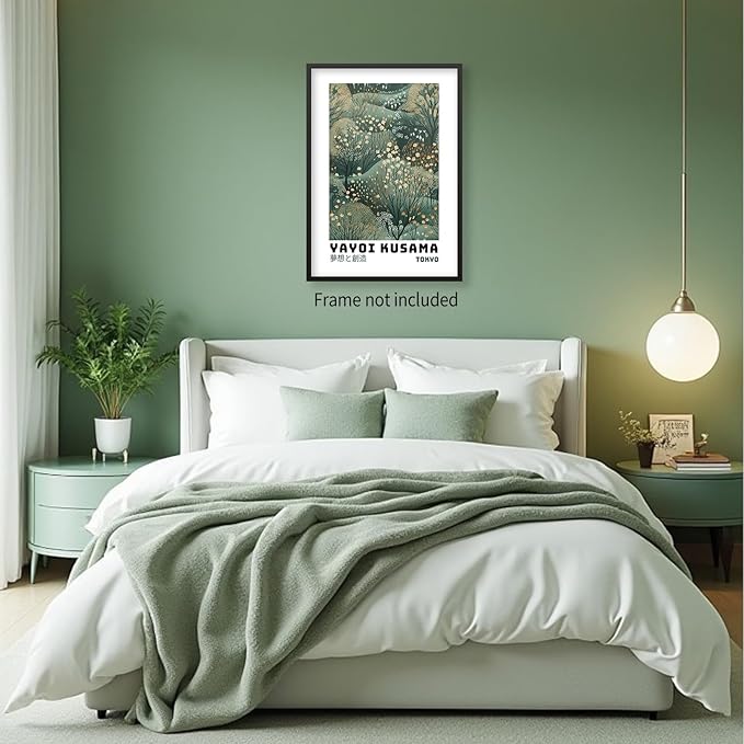 Yayoi Kusama Inspired Poster Japanese Botanical Wall Art Abstract Yayoi Kusama Print Modern Ukiyo-e Japanese Gallery Wall Decor 24x36in Unframed for Home Bedroom Decorations