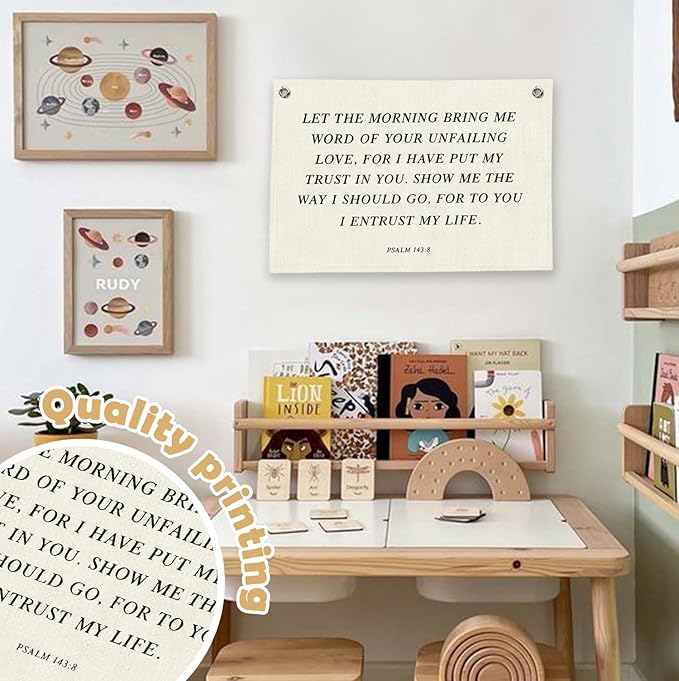 RTXLEZM Christian Home Room Decor, Jesus Christian Canvas Banner Wall Hanging, Minimalist Bible Verse Wall Art Prints for Bedroom Prayer Room Home Church Decor, 20x30 Inch