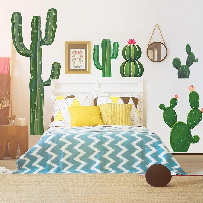 Geyoga 6 Set Cactus Cutouts Jointed Cardboard Cactus Cutouts Summer Green Plant Wall Decor Cinco De Mayo Fiesta Party Supplies for Photo Prop Wild Western Decoration