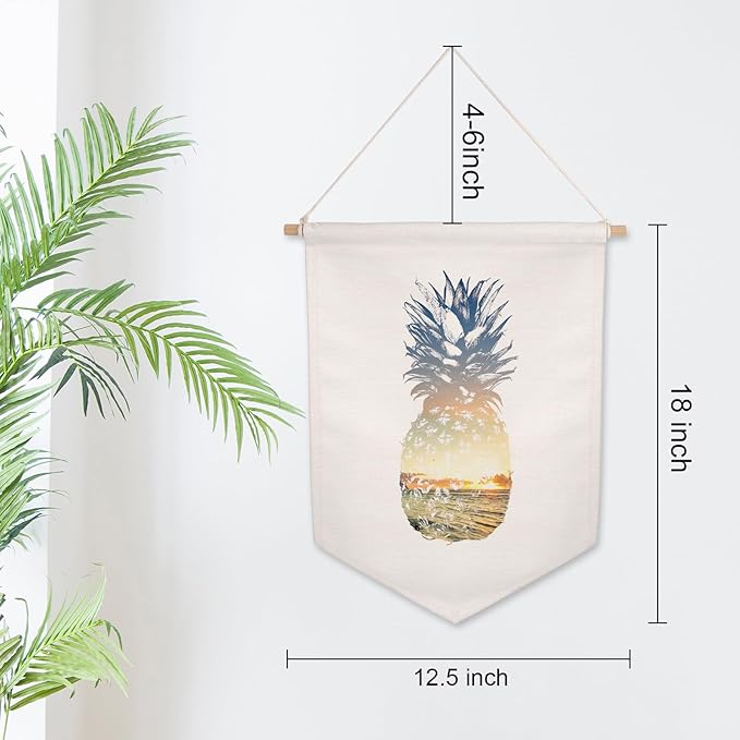 Pineapple Pennant Flag, Pineapple Decor, Pineapple Art, Beach Decor, Summer Decor, Pineapple Hanging Canvas Banner, Bedroom Wall Hanging Banners, Sister Gift, Best Friend Art Gift, for Her