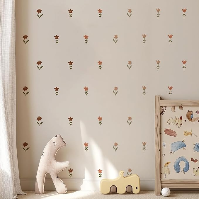 QUCHENG Nursery Wall Stickers Boho Kids Room Decor Girls Bedroom Removable Wall Decals Vinyl Murals DIY Cute Decorations 12 Sheets