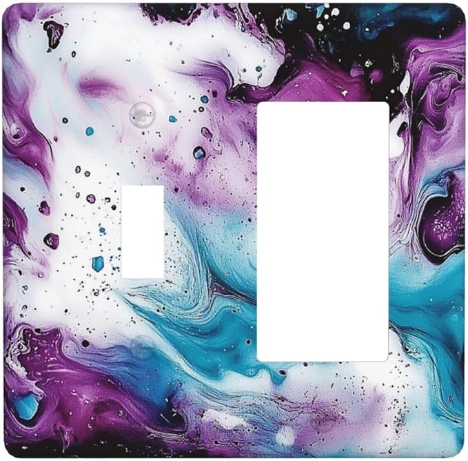 Outlet Covers Purple Blue Swirl Marble Tiles 1 Toggle 1 Rocker Combination Decorative Wall Plate Electrical Switch Plates Light Switch Cover Plate For Bed Room Living Room Decor