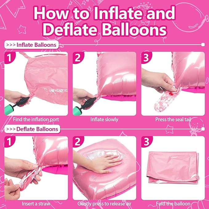 NISOCY 25PCS Hot Magenta Pink Square Foil Balloons Wall Backdrop Double Sided Metallic Pink Balloons Arch Kit for Galentines Valentines Day Bachelorette Birthday Engagement Bridal Party Decorations