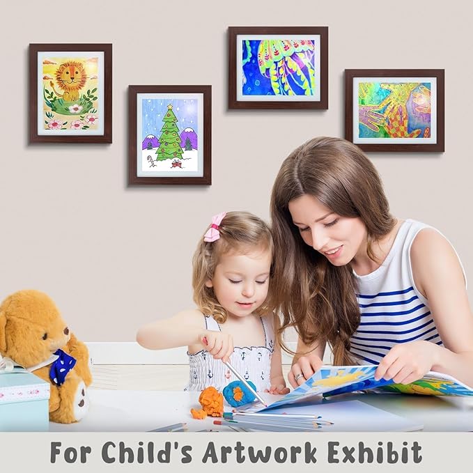 Golden State Art, 10x12.5 Kids Art Frames, Front-Opening Picture Frame Great for Kids Drawings, Artworks, Children Art Projects, Schoolwork, Home or Office (Walnut Set of 2)