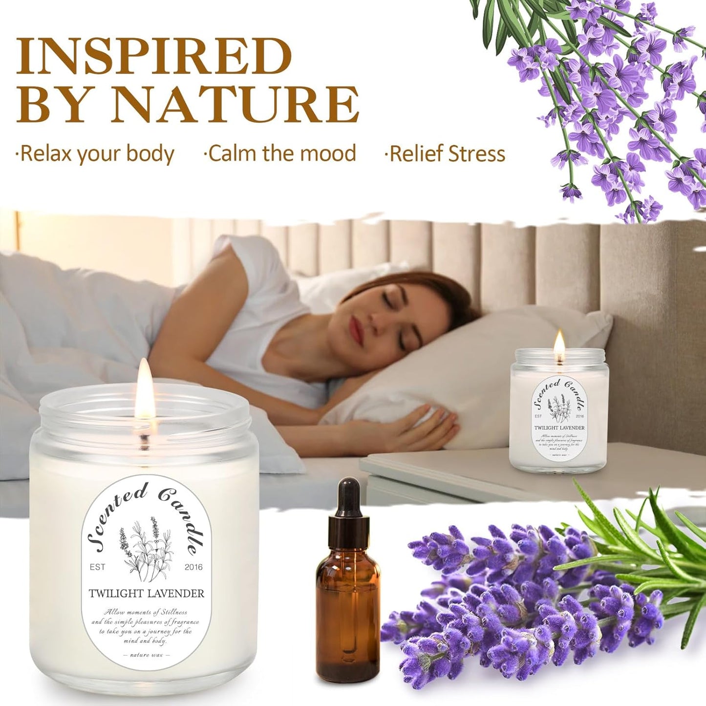 4 Pack Candles for Home Scented, Lavender Candles, 28 oz 200 Hour Long Lasting Aromatherapy Candle Set, Candle Gift Set for Women, Perfect for Birthday Gifts
