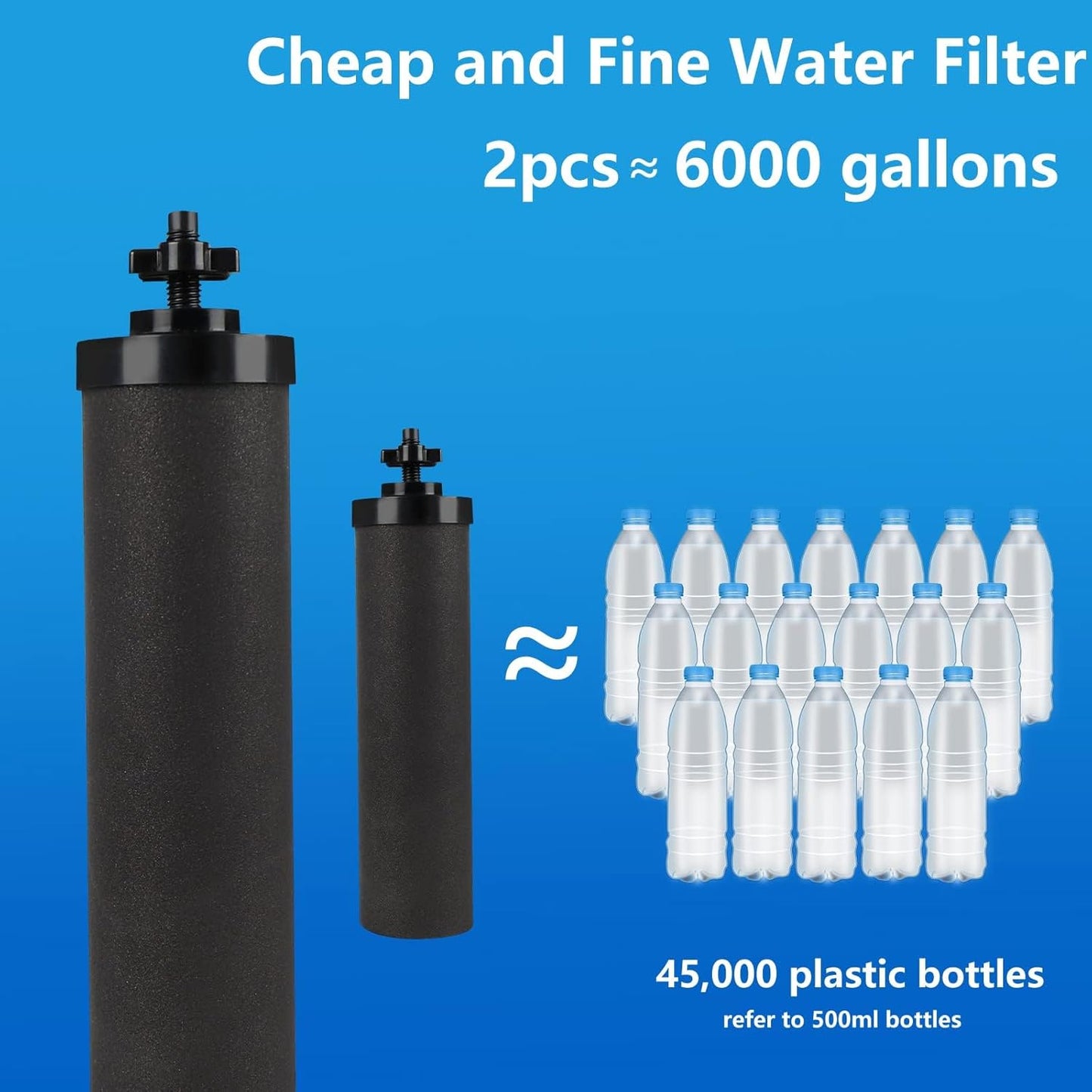 Water Filter Silver Infused Replacement for Berkey® BB9-2® Black Carbon Block Filters System,Compatible with Berkey® Gravity Countertop Purification Elements,Pack of 4