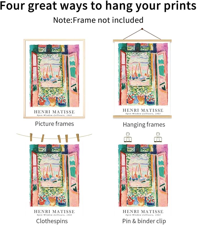 LYPHNX Henri Mattise Poster Wall Art Colorful Abstract Prints Set of 3 Vintage Aesthetic Canva Painting Picuter Floral Botanical Home Decor for LIving Room Bedroom Girls Room 12"x16" Unframed