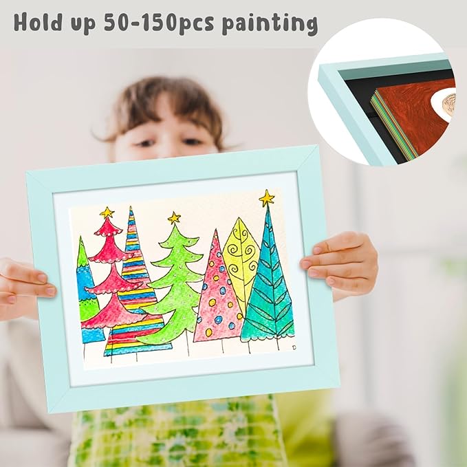 Golden State Art, 10x12.5 Kids Art Frames, Front-Opening Picture Frame Great for Kids Drawings, Artworks, Children Art Projects, Schoolwork, Home or Office (Light Blue, Set of 8)