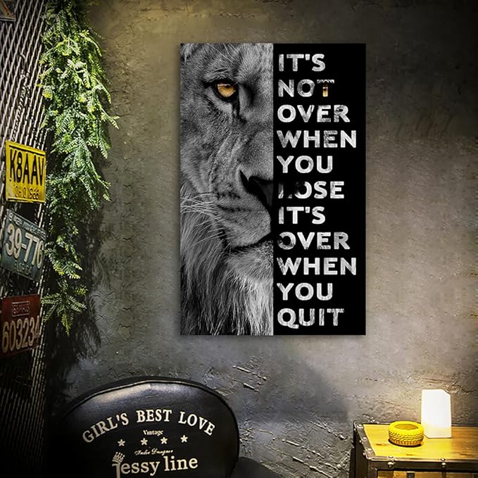 Never Give Up Motivational Print Canvas Wall Art • Success Printing Gallery Wrap • Inspirational Poster Artwork Modern Home Decor For Home,Office,Gym,Classroom Wall Decor Framed Ready to Hang