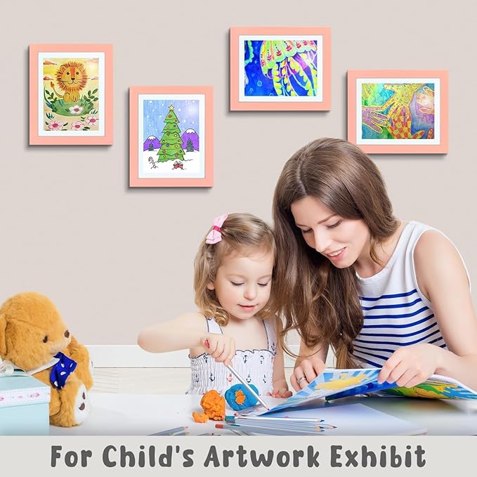 Golden State Art, 10x12.5 Kids Art Frames, Front-Opening Picture Frame Great for Kids Drawings, Artworks, Children Art Projects, Schoolwork, Home or Office (Pink Set of 4)