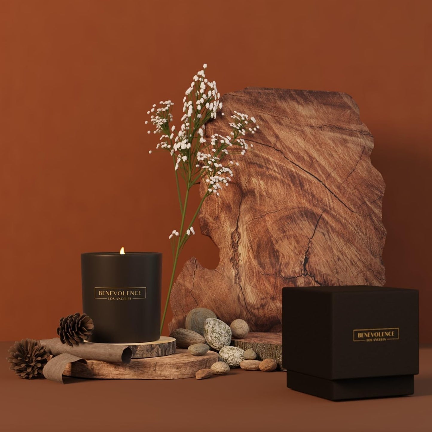 Benevolence LA Oud Wood Scented Candle | Soy Candles, Black Candle for Home | Gifts for Women and Men | Home Fragrance | Aromatherapy | 8oz, 45 Hour Burn