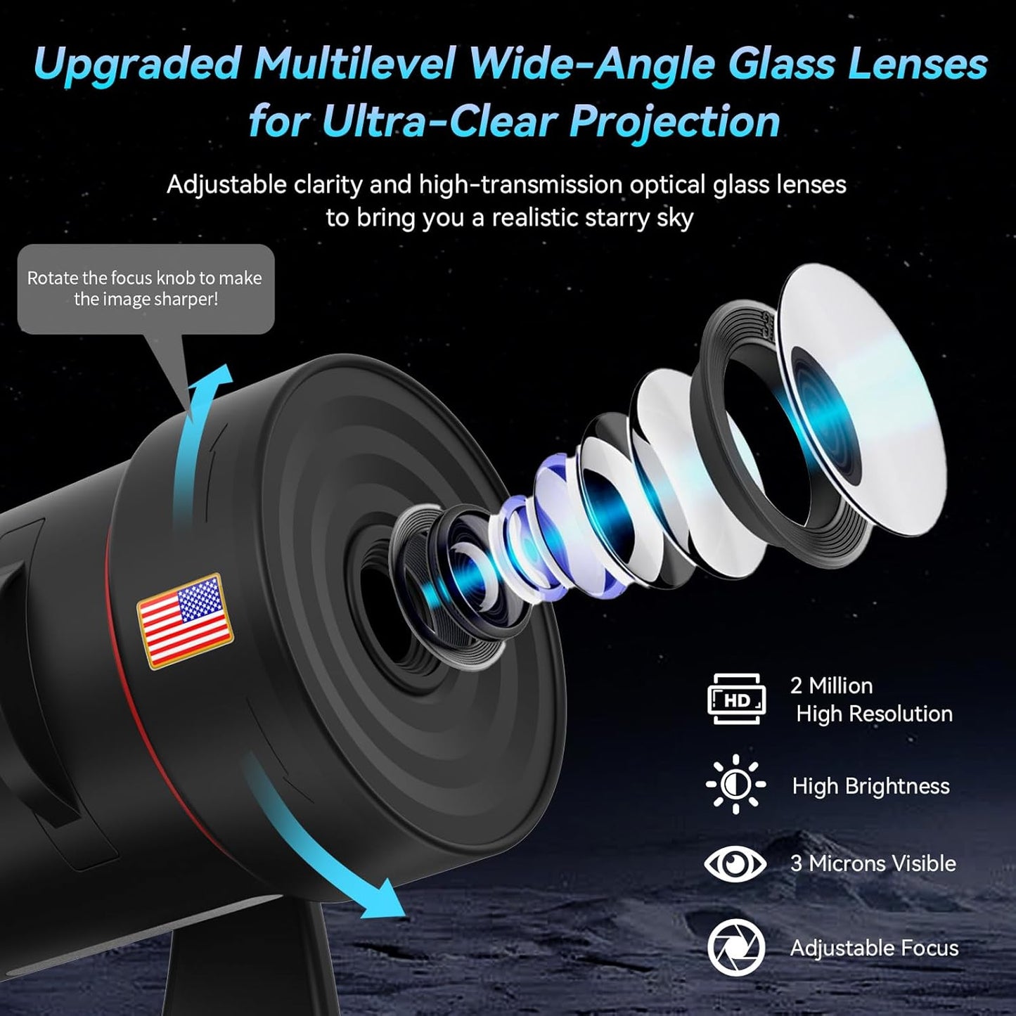 [Newest 8th Gen Planetarium Projector] Galaxy Projector(Black), HD Brighter Wider Projection Planetarium Star Projector with 7-Color Night Light Realistic Starry Sky Space Solar System Moon Nebula for Bedroom Ceiling Room Decor