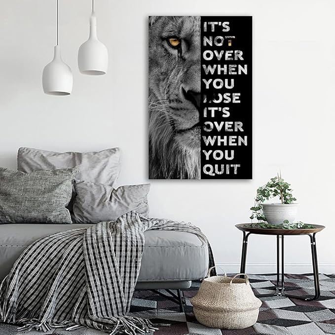 Never Give Up Motivational Print Canvas Wall Art • Success Printing Gallery Wrap • Inspirational Poster Artwork Modern Home Decor For Home,Office,Gym,Classroom Wall Decor Framed Ready to Hang