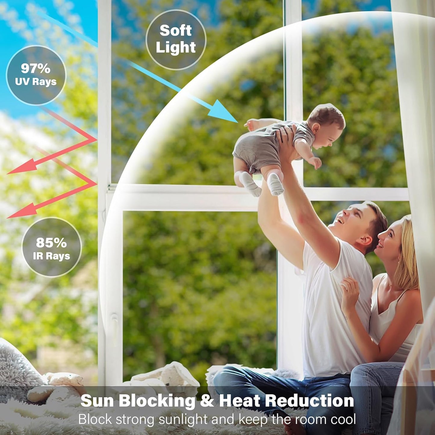 Kromapolis One Way Window Privacy Film Reflective Mirror Home Window Tint, Daytime Privacy Heat Control Anti UV Glass Tinting Static Cling (Silver, 45.2 x 236.2 inch)
