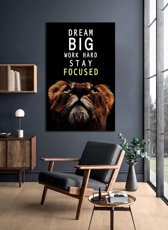AMART SUN Dream Big and Work Hard • Motivational Print Canvas Wall Art • Inspirational Poster Artwork Modern Home Decor For Home,Office,Gym,Classroom Wall Decor Framed Ready to Hang