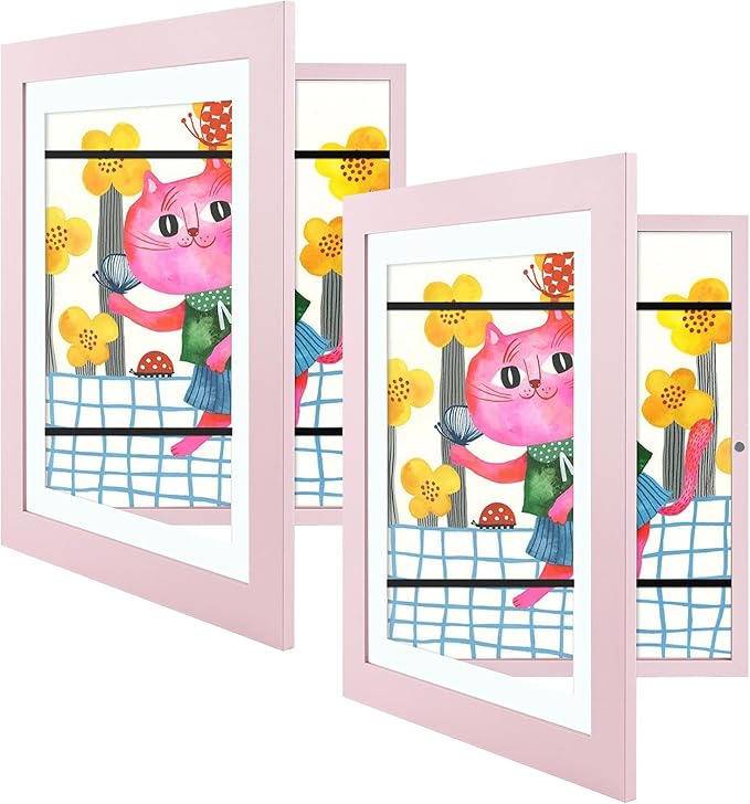 Golden State Art, 8.5x11 Kids Art Frames, Front-Opening Picture Frame Great for Kids Drawings, Artworks, Children Art Projects, Schoolwork, Home or Office (Light Pink, Set of 2)