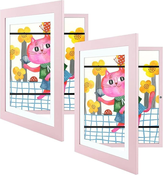 Golden State Art, 8.5x11 Kids Art Frames, Front-Opening Picture Frame Great for Kids Drawings, Artworks, Children Art Projects, Schoolwork, Home or Office (Light Pink, Set of 2)