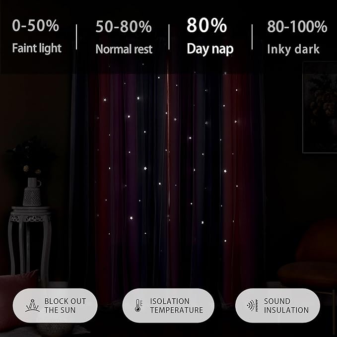 XiDi Girls Curtains for Bedroom 90 Inches Long 2 Panels Grey Pink Purple Rainbow Blackout Curtains for Little Girl Kids Room Decor Living Room, Princess Unicorn Wall Decals Drapes 52x90