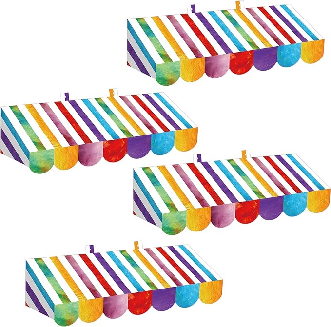 Tallew 4 Pcs 3D Circus Awning Wall Decoration Carnival Awning for Carnival Theme Party Classroom Decorations(Mixed Color and White)