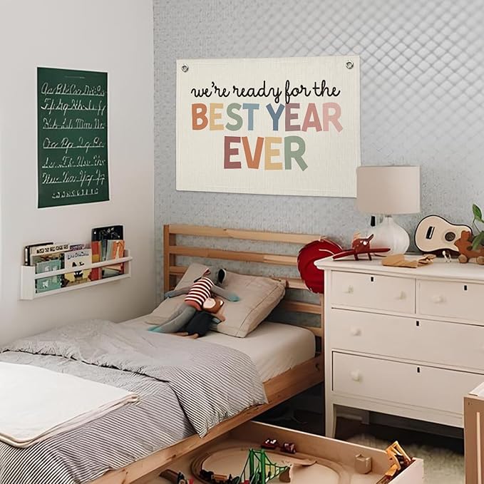 Boho Classroom Decor for Teacher, Cute Neutral Classroom Must Haves Wall Decor, Welcome Sign Back To School Linen Canvas Banner