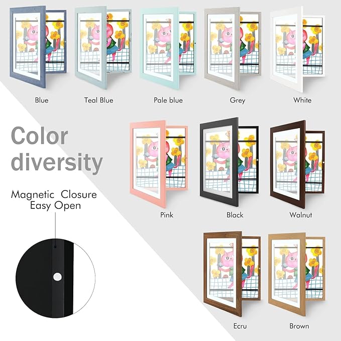 Golden State Art, 10x12.5 Kids Art Frames, Front-Opening Picture Frame Great for Kids Drawings, Artworks, Children Art Projects, Schoolwork, Home or Office (Black, Set of 8)