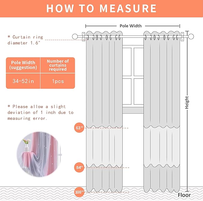 XiDi Curtains for Girls Bedroom Decro,Full Blackout 84 Inches Long for Kids Room, Colorful Rainbow Design, Unicorn Wall Decor Ombre Curtains, Princess Room Pink/Grey