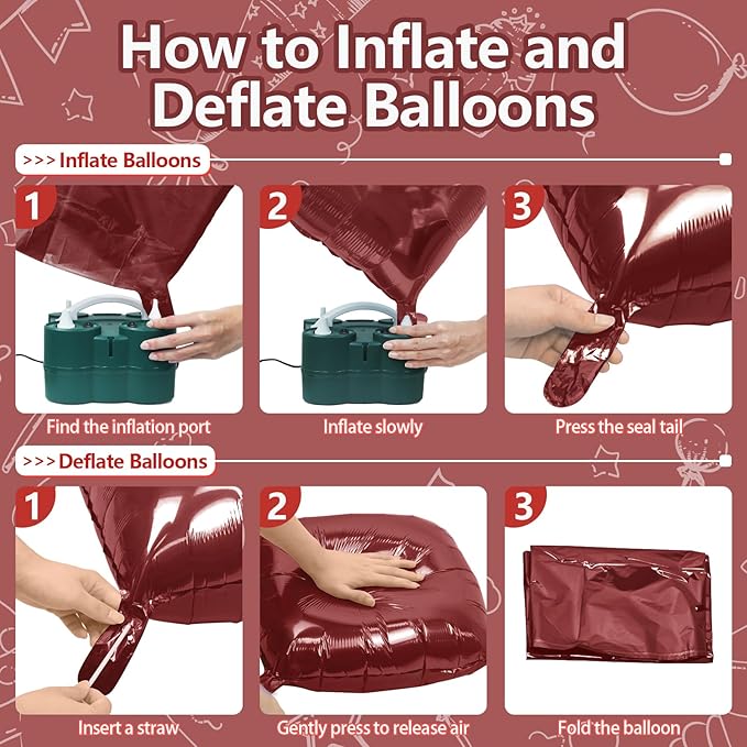 NISOCY 25PCS Maroon Square Foil Balloons Wall Backdrop Double Sided Brown Red Balloon Arch Kit for Birthday Wedding Valentine Engagement Anniversary Candlelight Dinner Party Decoration