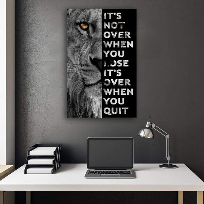 Never Give Up Motivational Print Canvas Wall Art • Success Printing Gallery Wrap • Inspirational Poster Artwork Modern Home Decor For Home,Office,Gym,Classroom Wall Decor Framed Ready to Hang