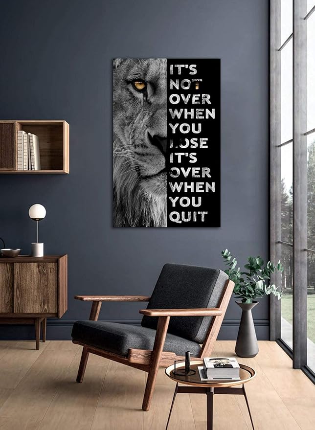 Never Give Up Motivational Print Canvas Wall Art • Success Printing Gallery Wrap • Inspirational Poster Artwork Modern Home Decor For Home,Office,Gym,Classroom Wall Decor Framed Ready to Hang