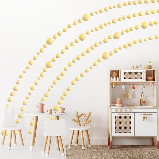 TaoBary 15 Sheet 300 Pcs Irregular Polka Dots Boho Wall Decal Terrazzo Playroom Bedroom Removable Modern Vinyl Boho Wall Stickers(Gold)