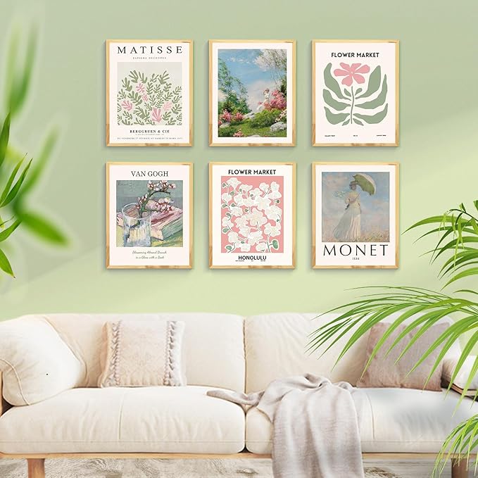 QIAOMICS Colorful Flower Market Wall Art Prints Abstract Matisse Wall Decor Posters,Colorful Exhibition Posters Wall Art Flower Pictures for Bedroom,Living Room Unframed (8" x 10")