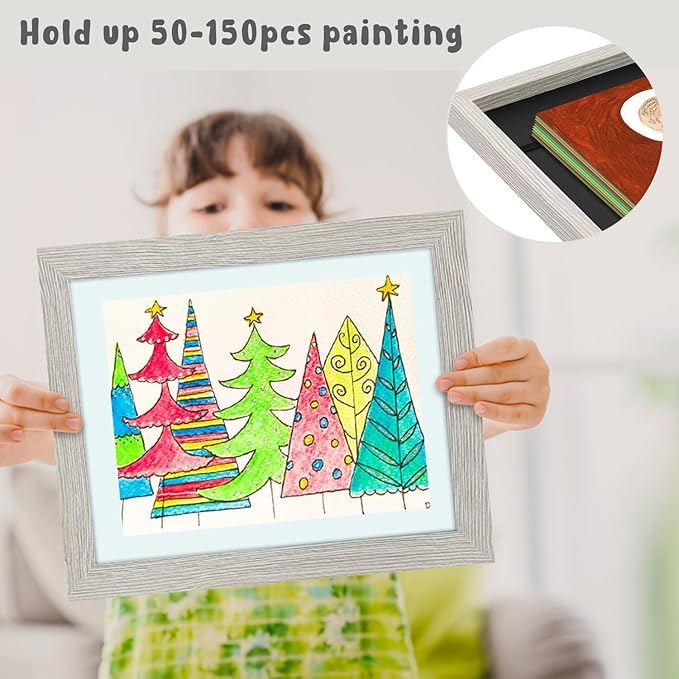 Golden State Art, 10x12.5 Kids Art Frames, Front-Opening Picture Frame Great for Kids Drawings, Artworks, Children Art Projects, Schoolwork, Home or Office (Grey Set of 2)