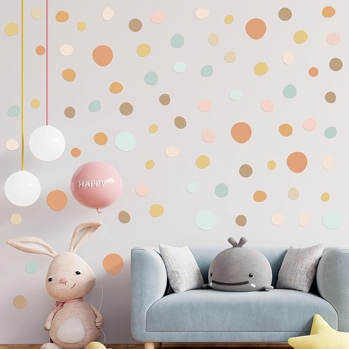 15 Sheet 300 Pcs Irregular Polka Dots Boho Wall Decal Terrazzo Playroom Bedroom Removable Modern Vinyl Boho Wall Stickers(Elegant Color)