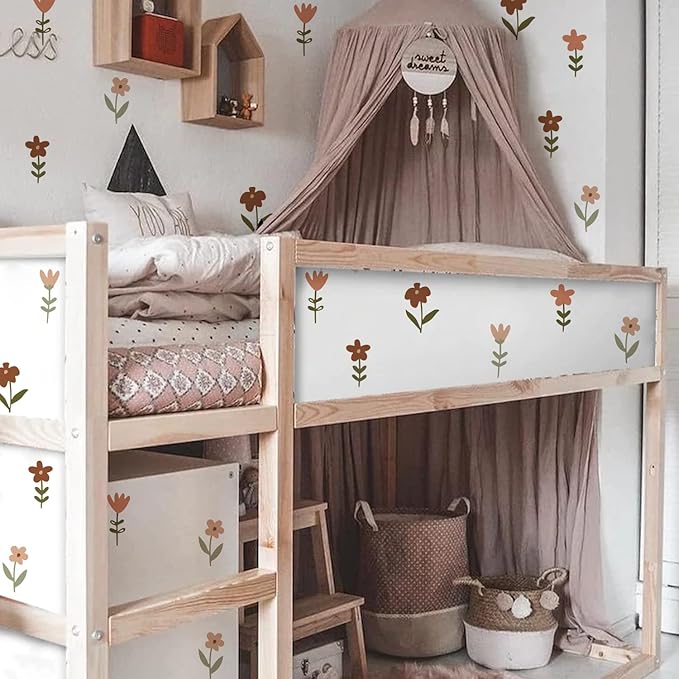 QUCHENG Nursery Wall Stickers Boho Kids Room Decor Girls Bedroom Removable Wall Decals Vinyl Murals DIY Cute Decorations 12 Sheets