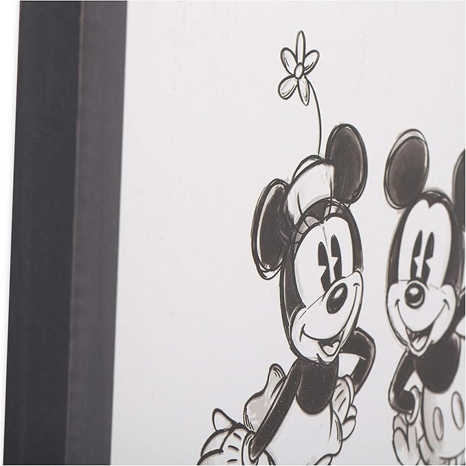 Disney Mickey and Minnie Mouse Love Framed Wood Wall Decor - Vintage Mickey Mouse Wall Art for Home Decorating