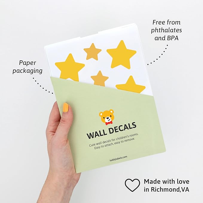 Stars - Easy-to-Apply & Removable Wall Stickers: Transform Your Toddlers Bedroom with Durable, Vibrant Peel-and-Stick Wall Decor – Stickers for Kids