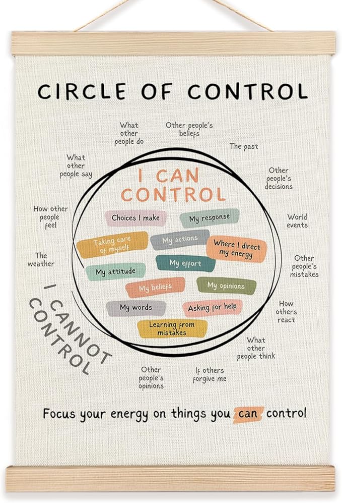 LZYRF Mental Health Wall Art Poster Framed, Therapy Office Must Haves, Circle of Control Mental Health Canvas Prints Wall Decor for Therapist Counselor Calming Office, 16x24 Inch