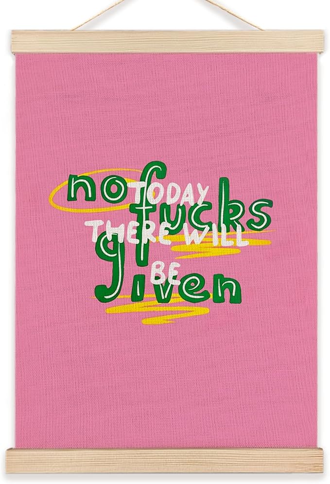 LZYRF Pink Funny Motivational Wall Art Poster Framed, Trendy Retro Adult Humor Inspirational Canvas Prints Wall Decor for Home Living Room Dorm Apartment, 12x16 Inch