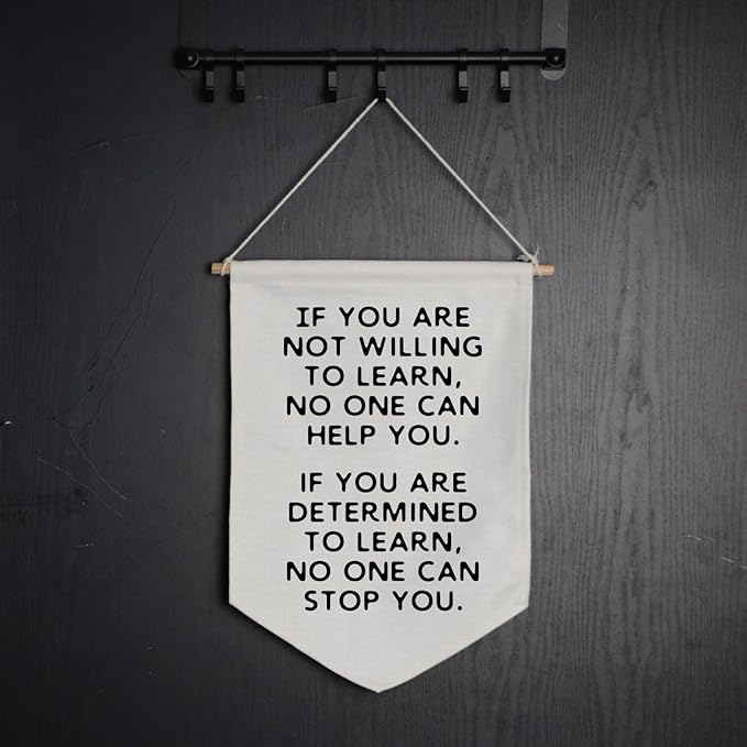 Determined To Learn Wall Hanging Banner Classroom Wall Decor Motivational Wall Art If You Are Not Willing To Learn No One Can Help You Positive Quotes School Pennant Flag